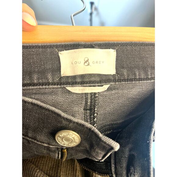 Lou & Grey Black Gray Wash High Waist Straight Cropped Undone Hem Jeans sz. 26 - Picture 5 of 7